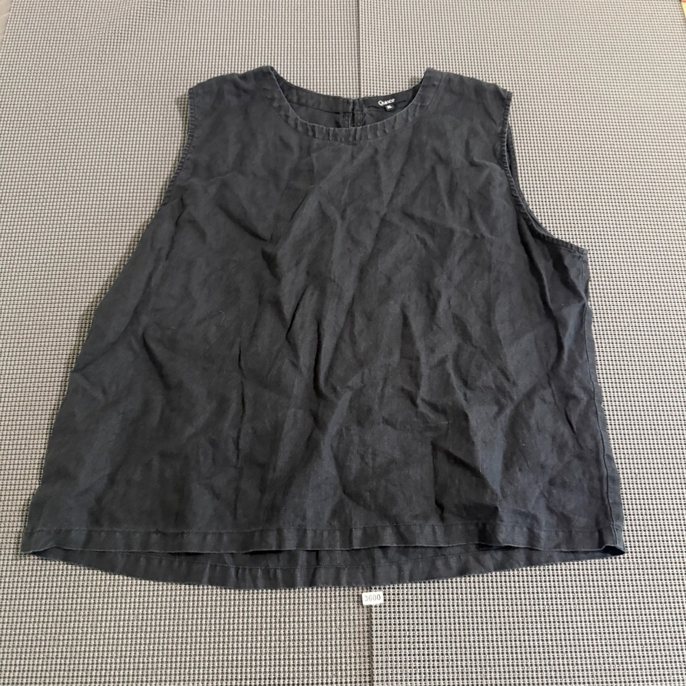 Quince Womens Black Textured Sleeveless Shell Top Size XL